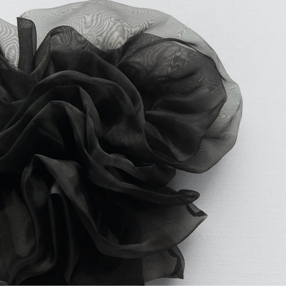 Zara top bandeau tulle black cropped blouse - Picture 8 of 9